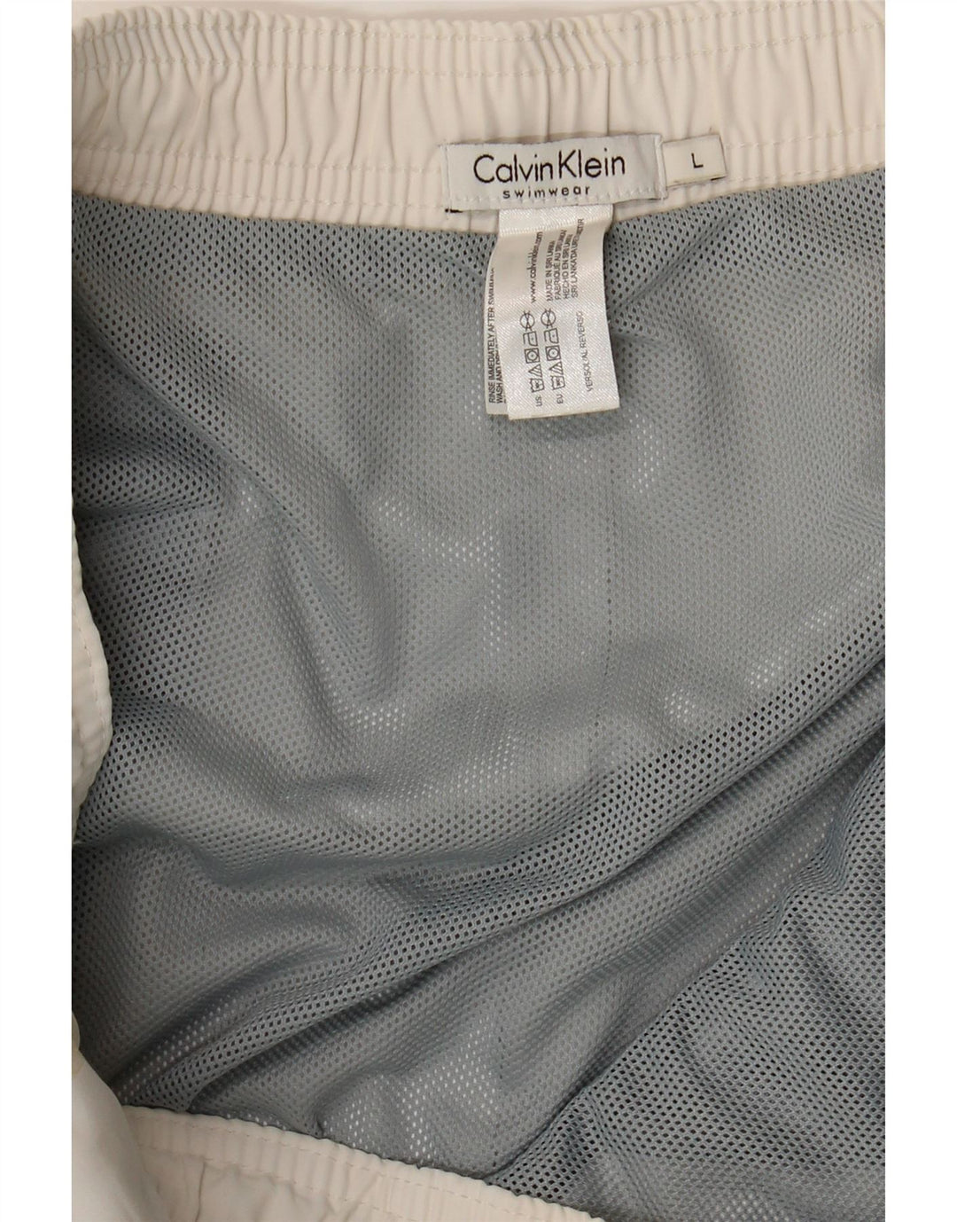 Męskie spodenki kąpielowe Calvin Klein z grafiką, duże, białe, poliestrowe