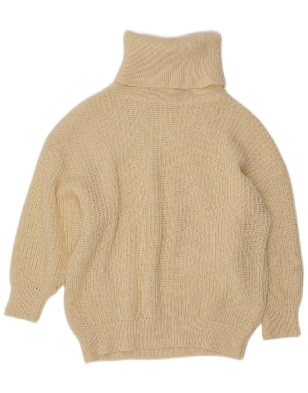 Sweter damski oversize VINTAGE z wywijanym dekoltem UK 14, duży beżowy