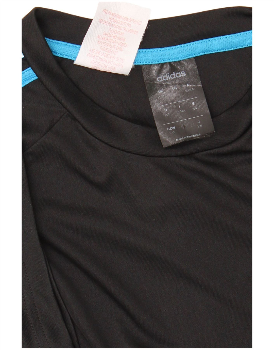 ADIDAS Boys Climalite T-Shirt Top 13-14 Years Black Polyester