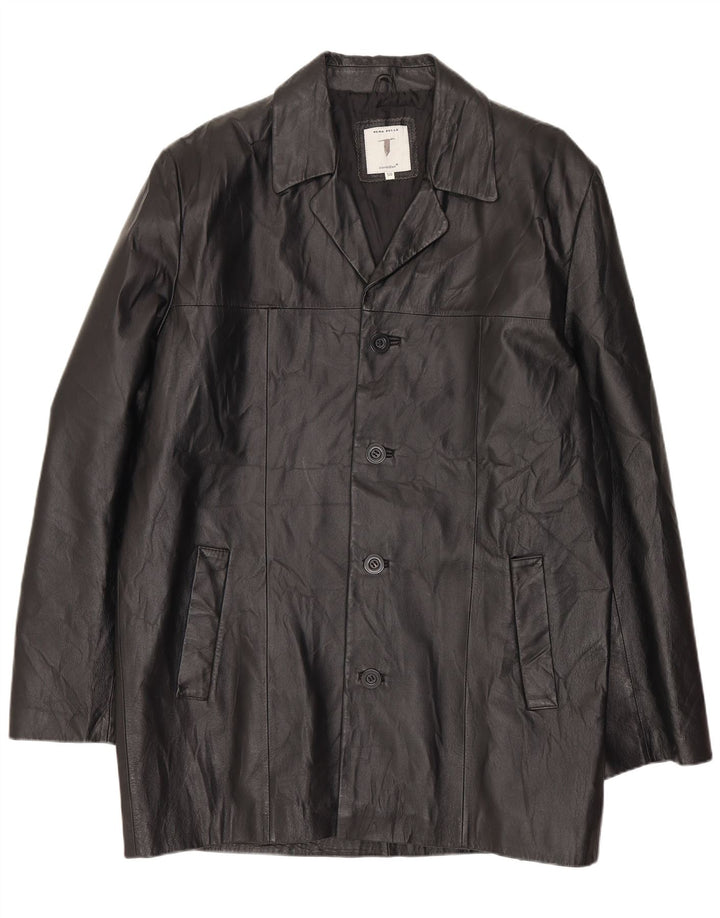 CONBIPEL Męski płaszcz skórzany IT 50, duża czarna skóra