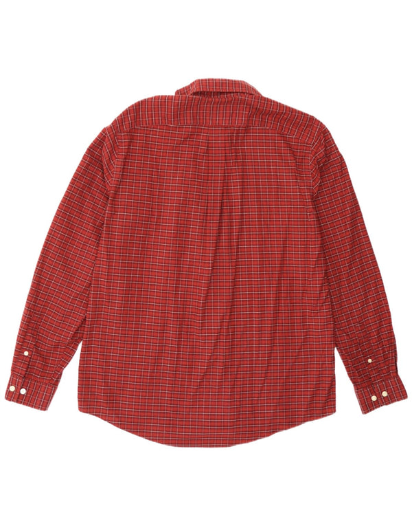 Męska koszula flanelowa Eddie Bauer o swobodnym kroju, duża, bordowa, bawełniana w kratę