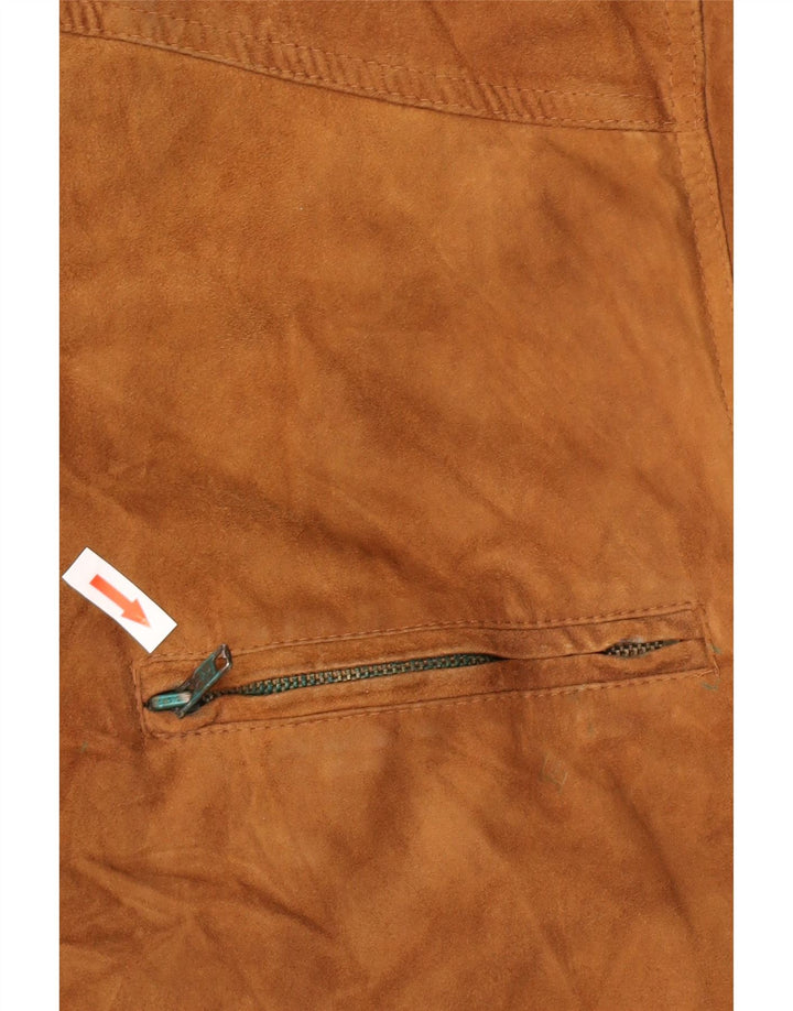 Vintage męska zamszowa kurtka bomber UK 38 średniej wielkości brązowa skóra