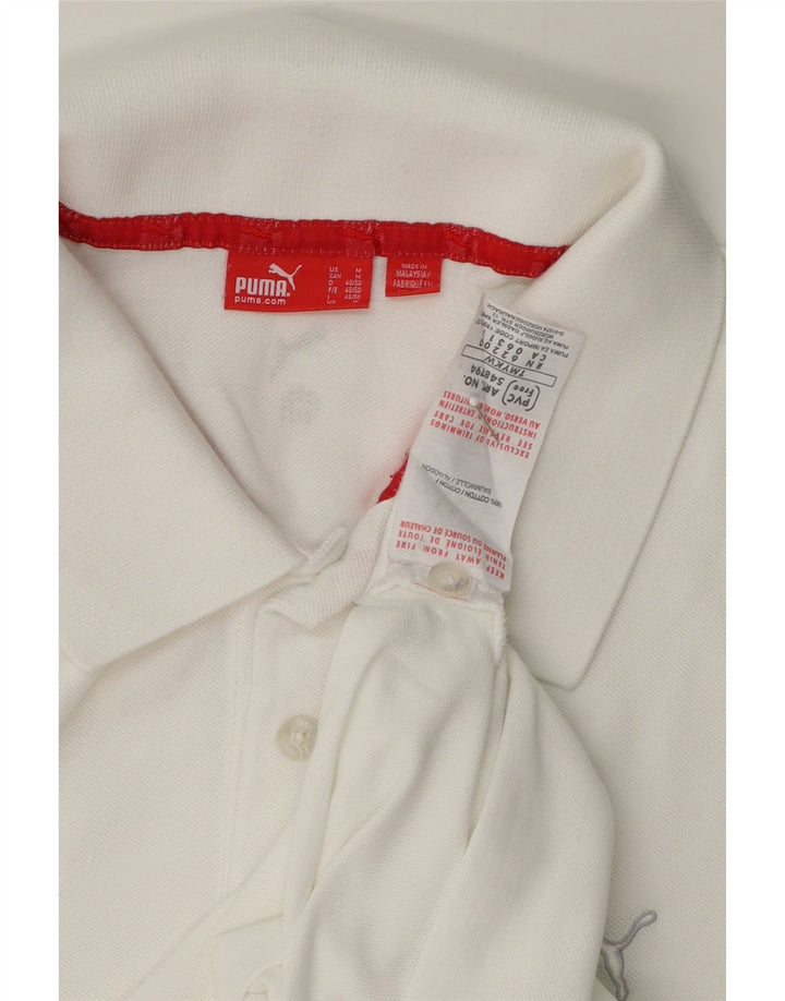 PUMA Mens Polo Shirt Medium White Cotton Vintage Puma and Second-Hand Puma from Messina Hembry 