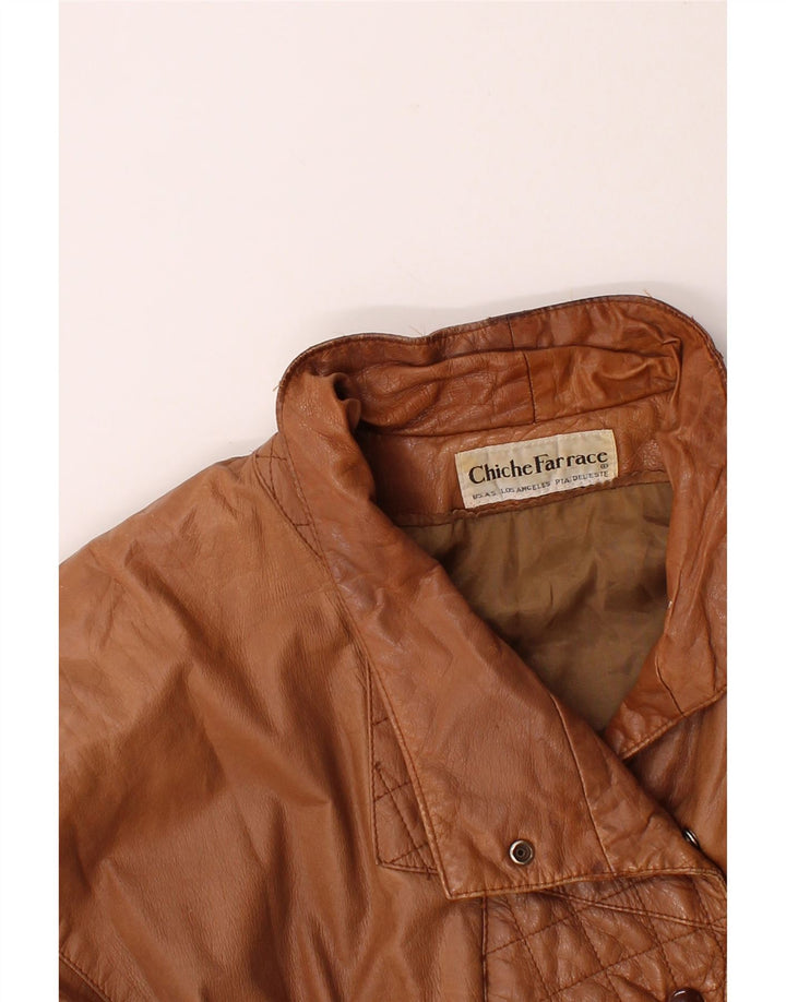 VINTAGE Womens Leather Coat UK 14 Medium Brown Vintage Vintage and Second-Hand Vintage from Messina Hembry 