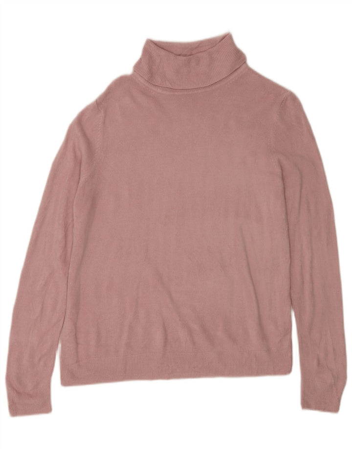 Marks & Spencer Damski sweter z golfem UK 14 Średni różowy akryl
