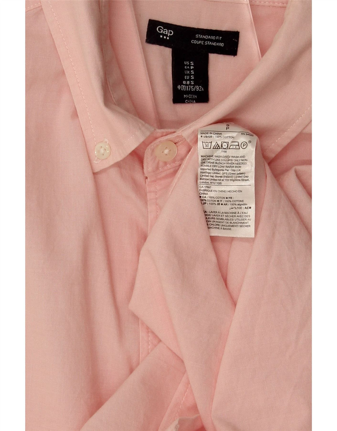 GAP Mens Standard Fit Shirt Small Pink Cotton Vintage Gap and Second-Hand Gap from Messina Hembry 