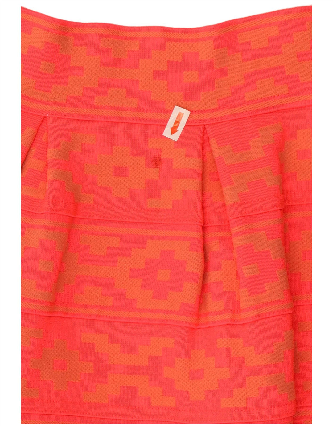 Damska spódnica w kształcie litery A w stylu vintage UK 14 Medium W28 Pomarańczowy geometryczny poliester