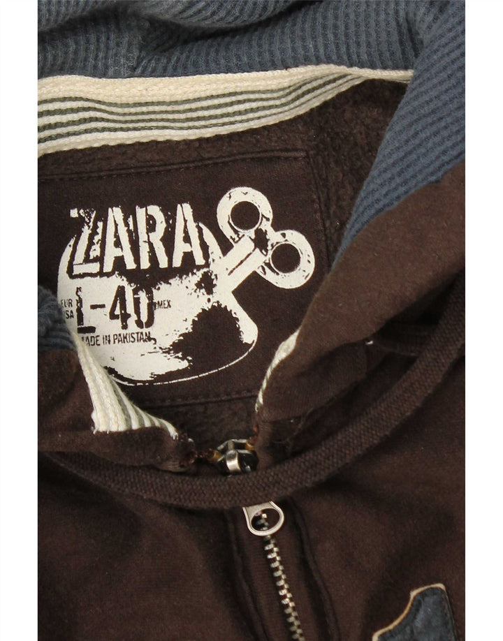 Męski sweter z kapturem i zamkiem błyskawicznym Zara EU 40, średni brąz