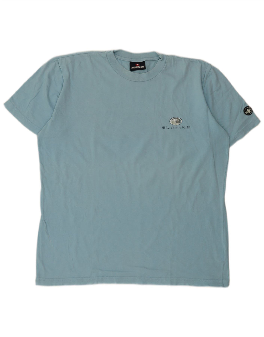 Męski T-shirt z grafiką Murphy & Nye, duży, niebieski, bawełniany