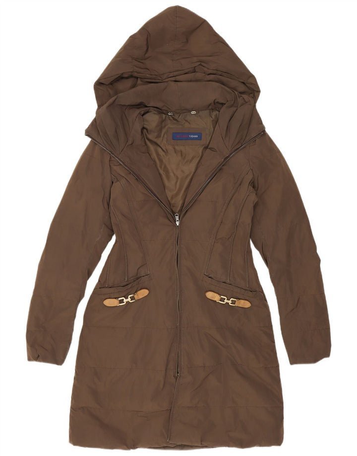 Damski płaszcz z kapturem Trussardi IT 40 Small Brown