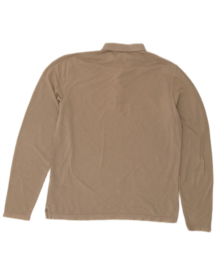 Męska koszulka polo All Saints z długim rękawem, średnio beżowa, bawełniana