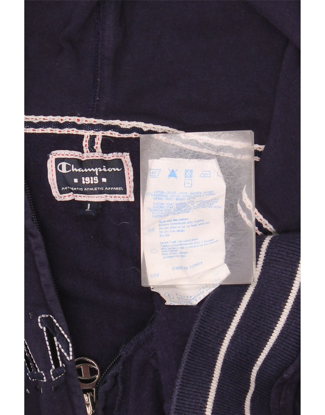 Damski sweter z kapturem i zamkiem błyskawicznym CHAMPION UK 16, duży, granatowy, bawełniany