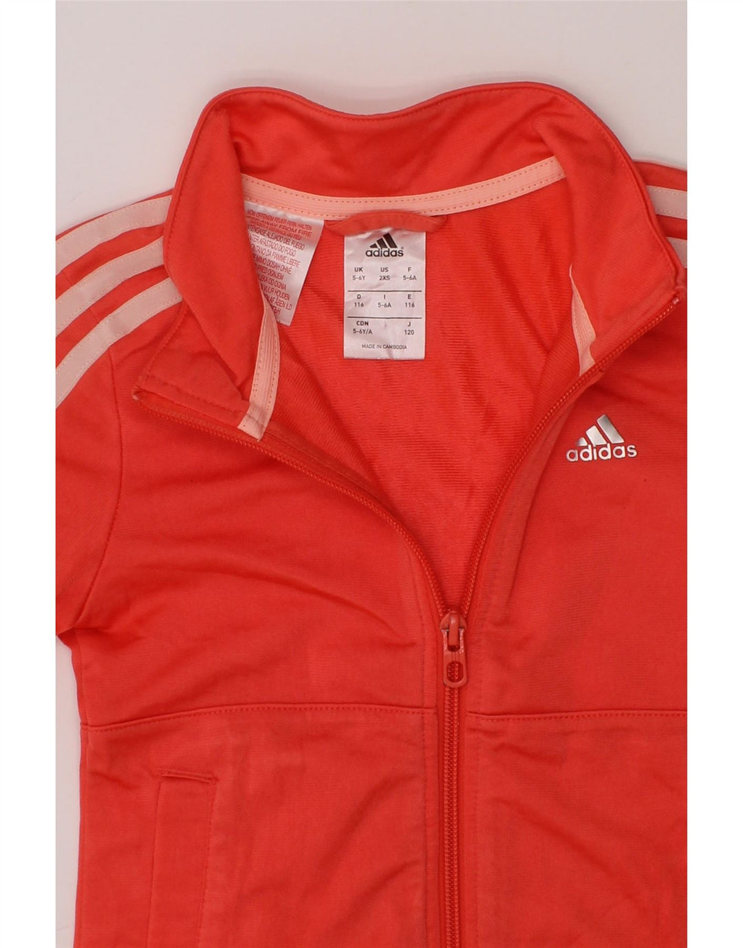 ADIDAS Girls Tracksuit Top Jacket 5-6 Years Red Polyester Vintage Adidas and Second-Hand Adidas from Messina Hembry 
