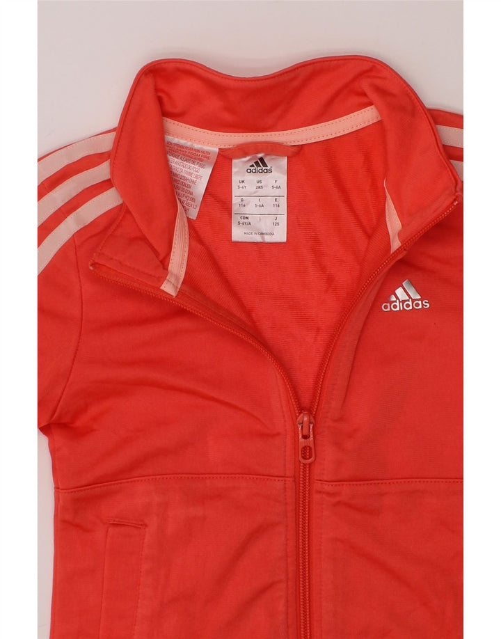 ADIDAS Girls Tracksuit Top Jacket 5-6 Years Red Polyester Vintage Adidas and Second-Hand Adidas from Messina Hembry 