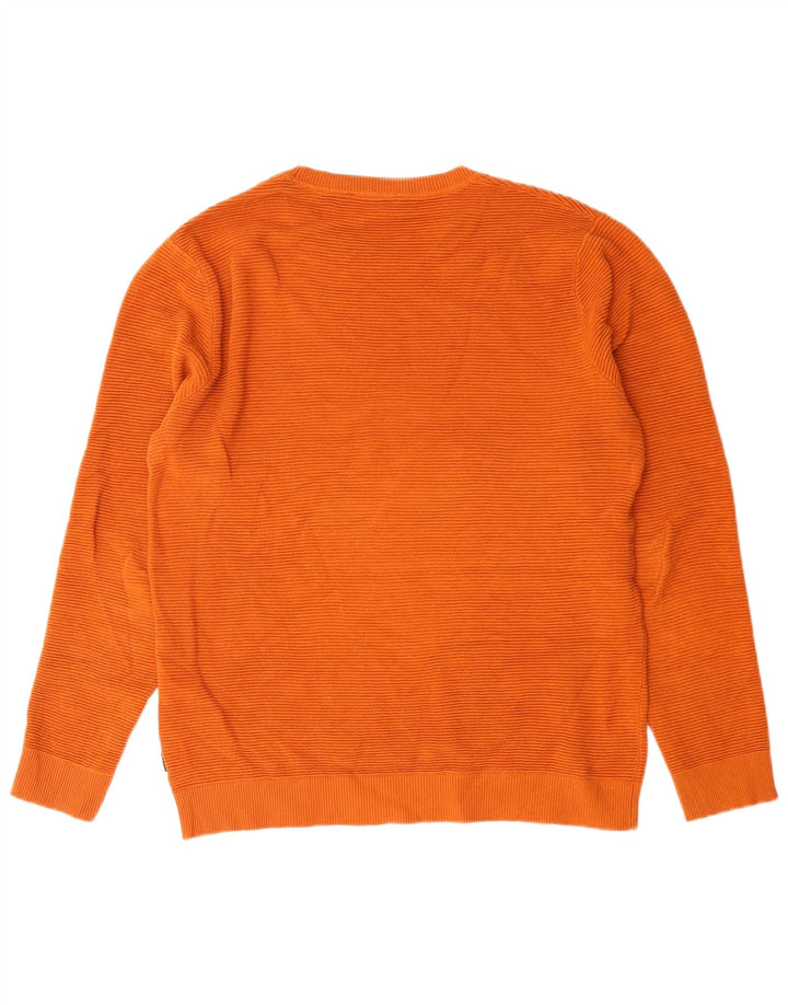 Męski sweter Jack & Jones z okrągłym dekoltem, duży, pomarańczowy, bawełniany