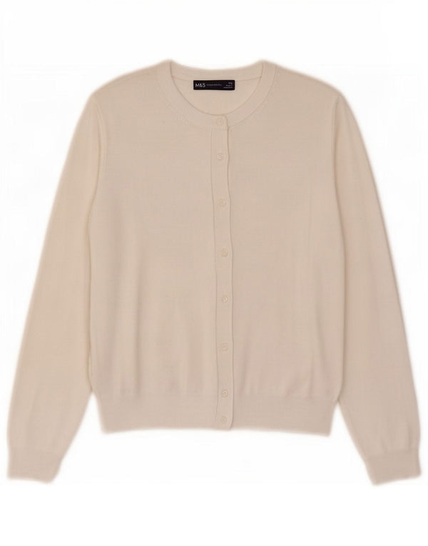 Marks & Spencer Damski sweter kardigan UK 16, duży, wiskoza w kolorze złamanej bieli