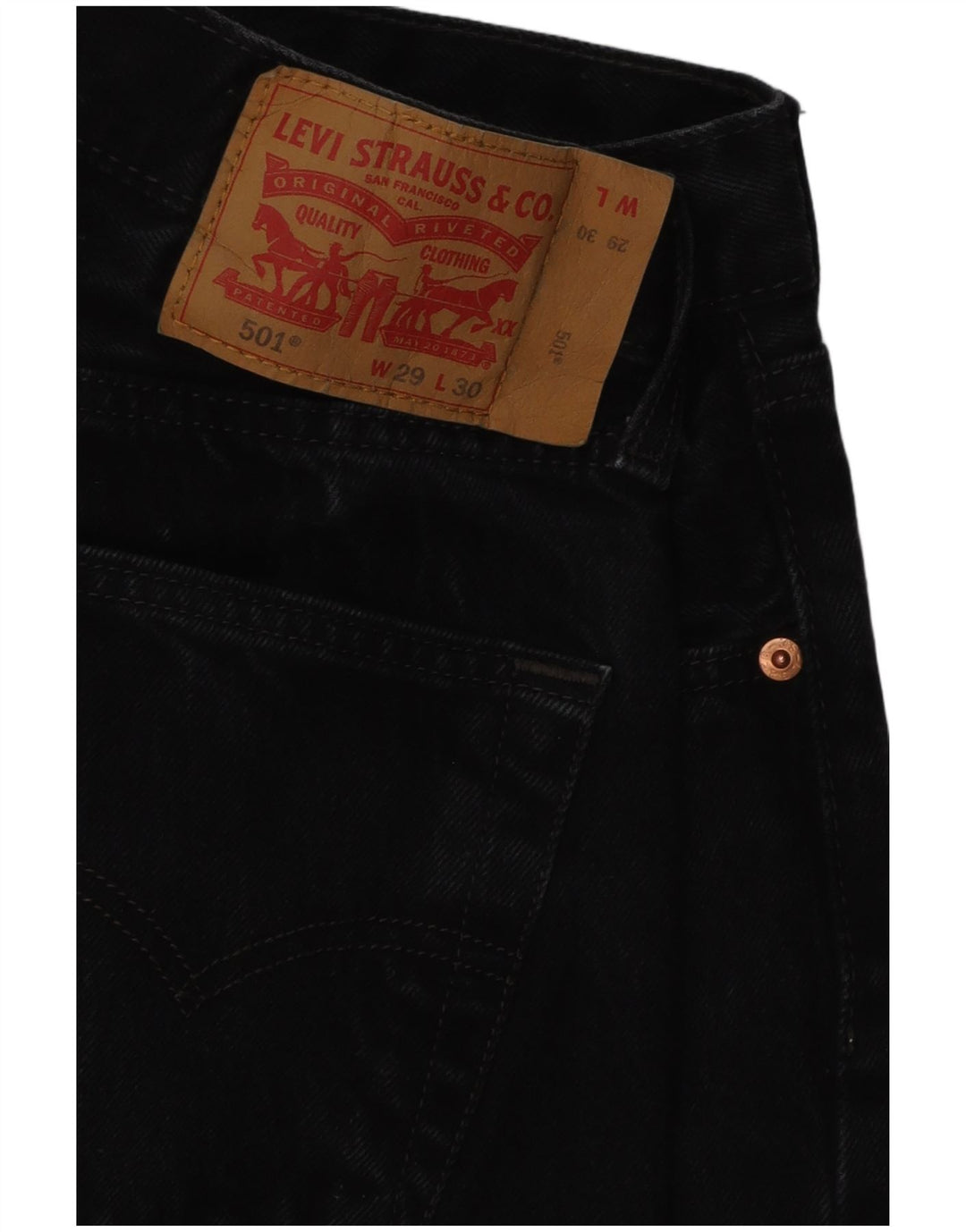 Męskie dżinsy Levi's 501 Straight W29 L30 Czarna bawełna