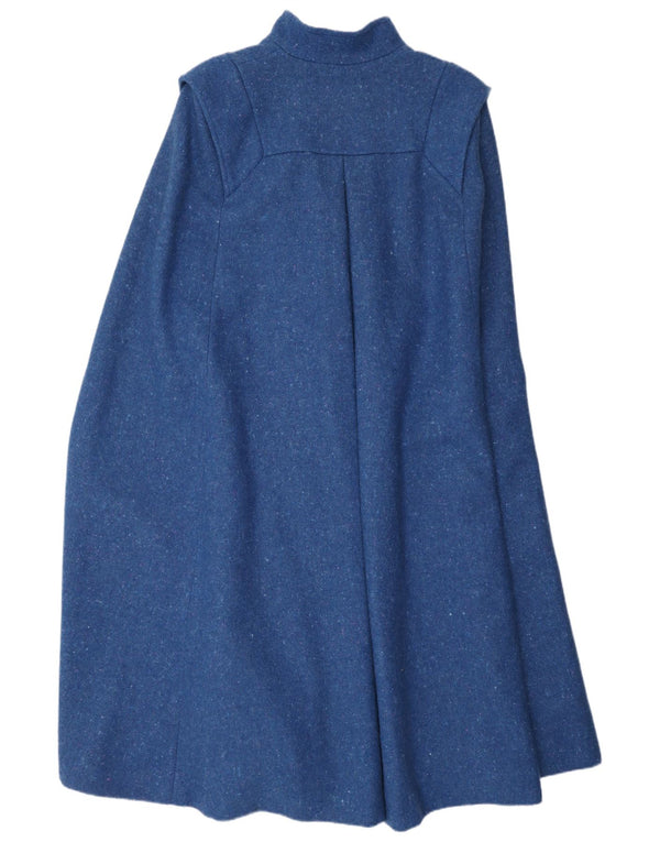 Damski płaszcz pelerynowy Jimmy Hourihan UK 14, średnioniebieski, nakrapiany, nowa wełna