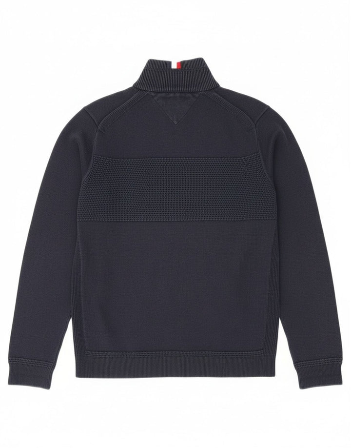 Męski sweter zapinany na zamek Tommy Hilfiger, średni granatowy, bawełniany