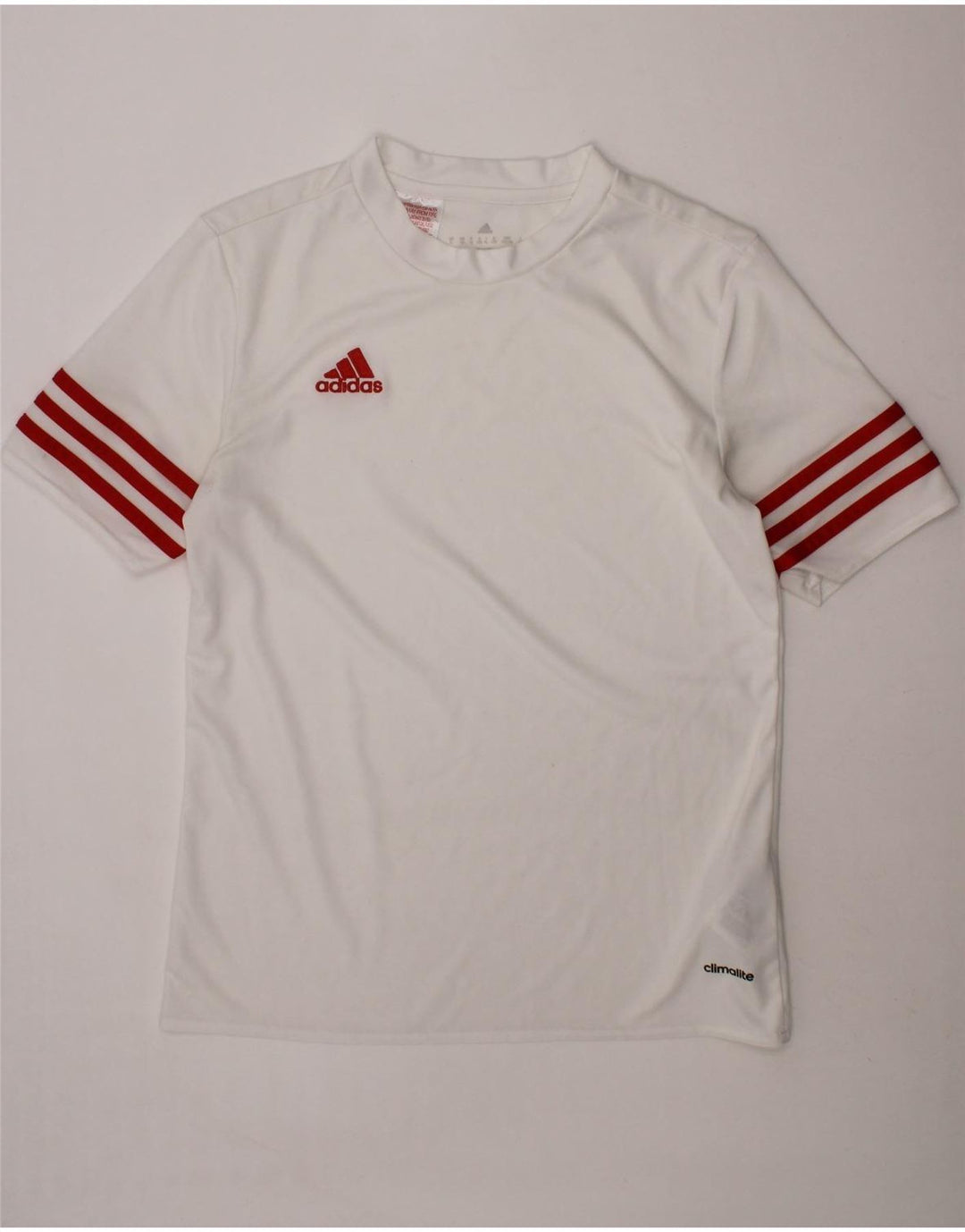 ADIDAS Boys Climalite T-Shirt Top 11-12 Years Large White Polyester Vintage Adidas and Second-Hand Adidas from Messina Hembry 