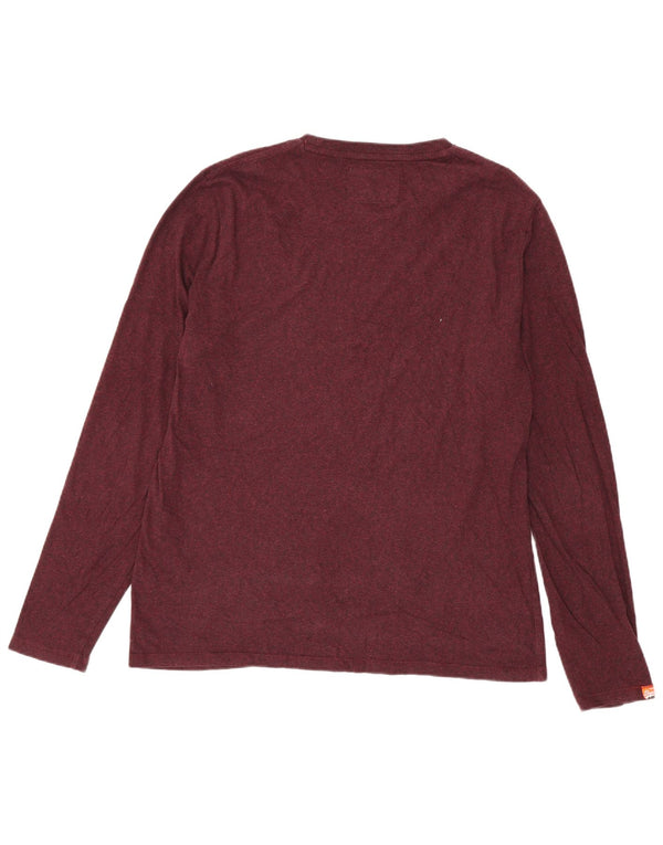 Męski top Superdry z długim rękawem 2XL, bordowa, bawełniana