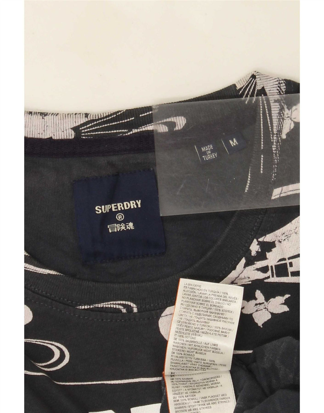 Męski T-shirt Superdry z grafiką, średni czarny, bawełniany w kwiaty