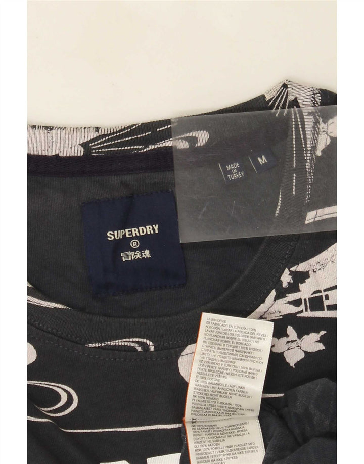 Męski T-shirt Superdry z grafiką, średni czarny, bawełniany w kwiaty