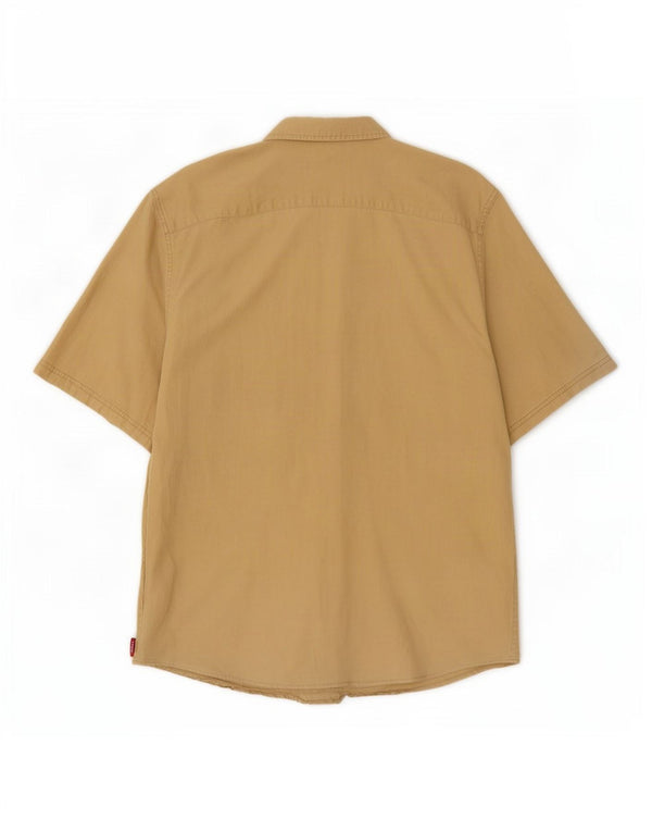 Koszula męska z krótkim rękawem Wrangler XL, beżowa, bawełniana