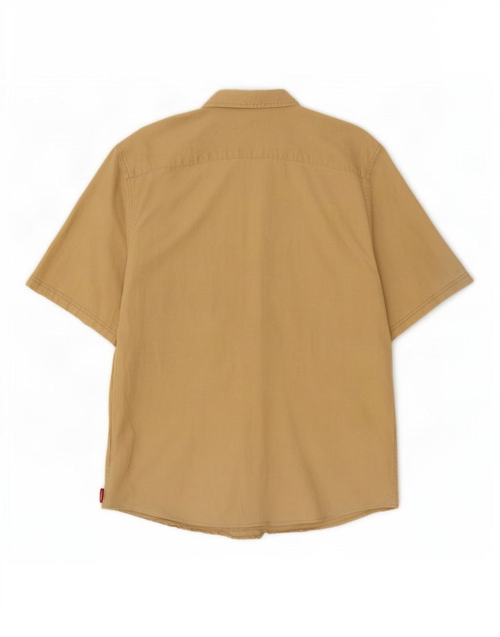 Koszula męska z krótkim rękawem Wrangler XL, beżowa, bawełniana