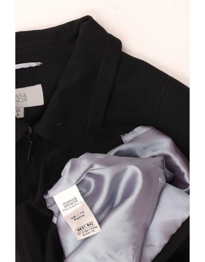 Marks & Spencer Damska marynarka Petite z zamkiem błyskawicznym UK 14, średnia czarna