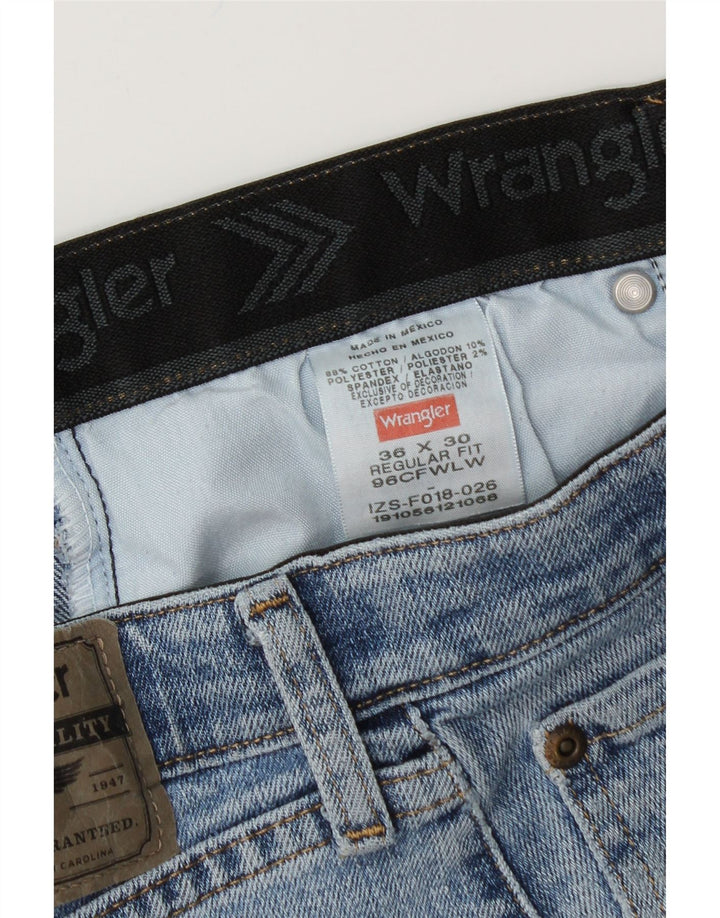 Męskie proste dżinsy WRANGLER W36 L30, niebieskie, bawełniane