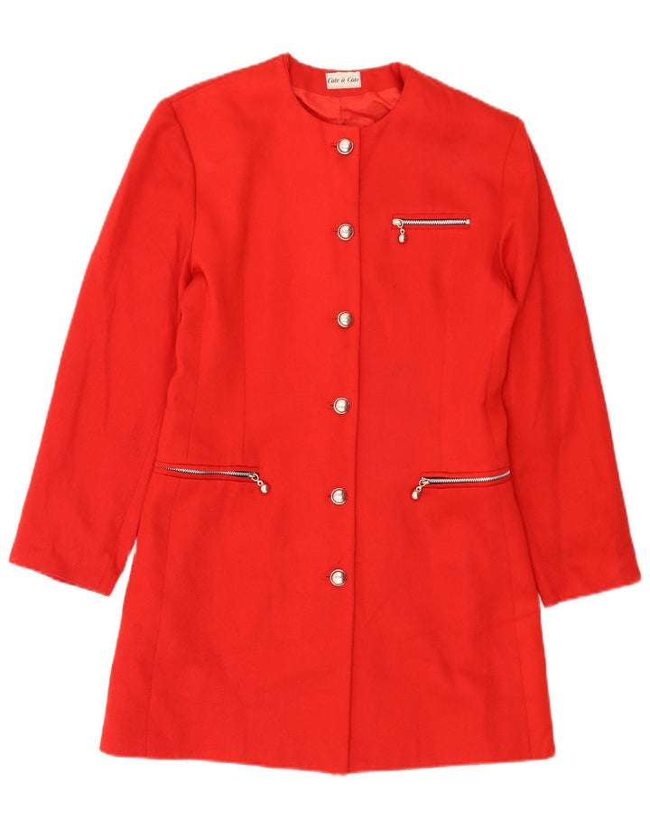 Damska marynarka Cote A Cote Longline zapinana na 6 guzików UK 10 Small Red