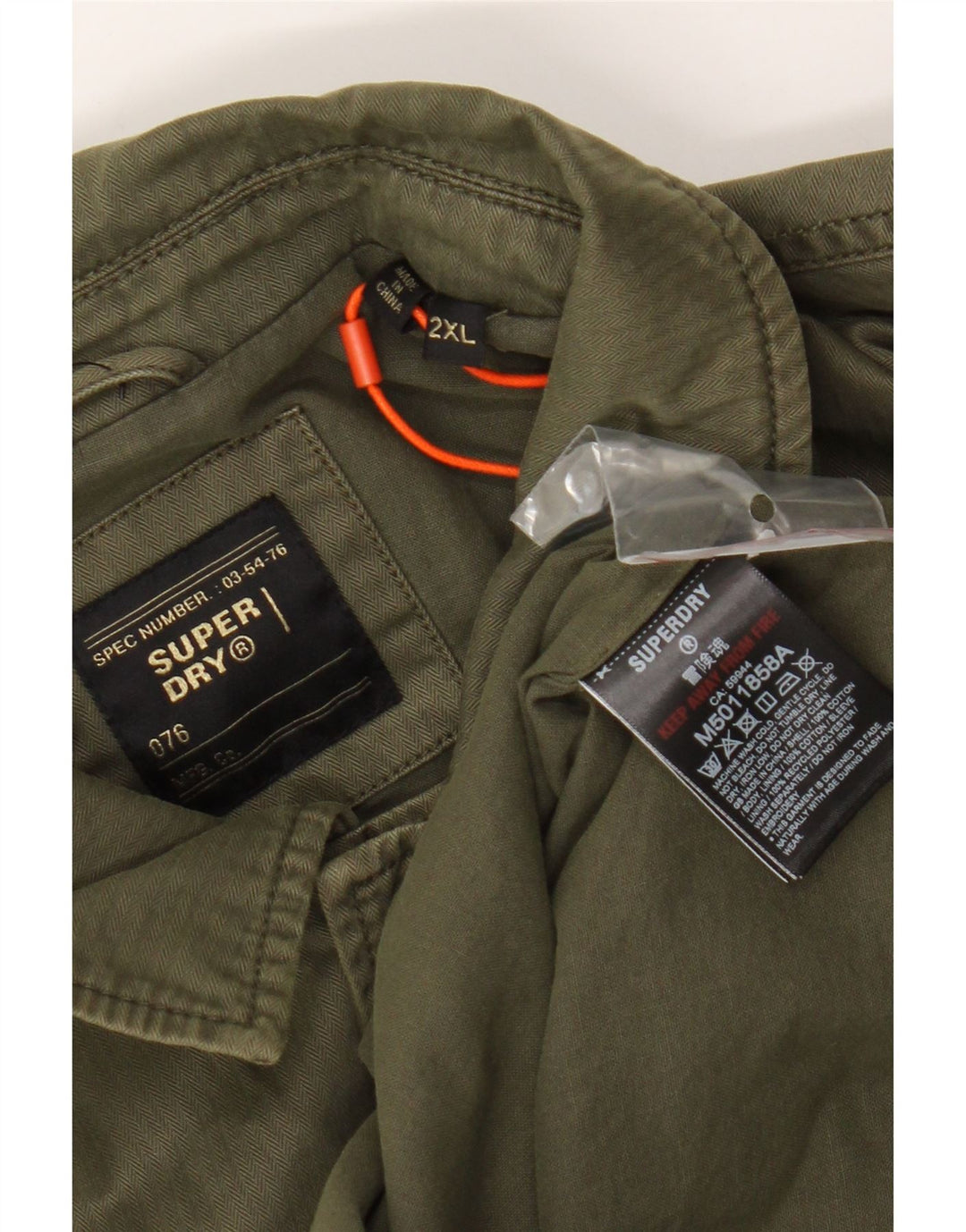 Superdry Mens Graphic Utility Jacket UK 44 2XL Khaki Cotton