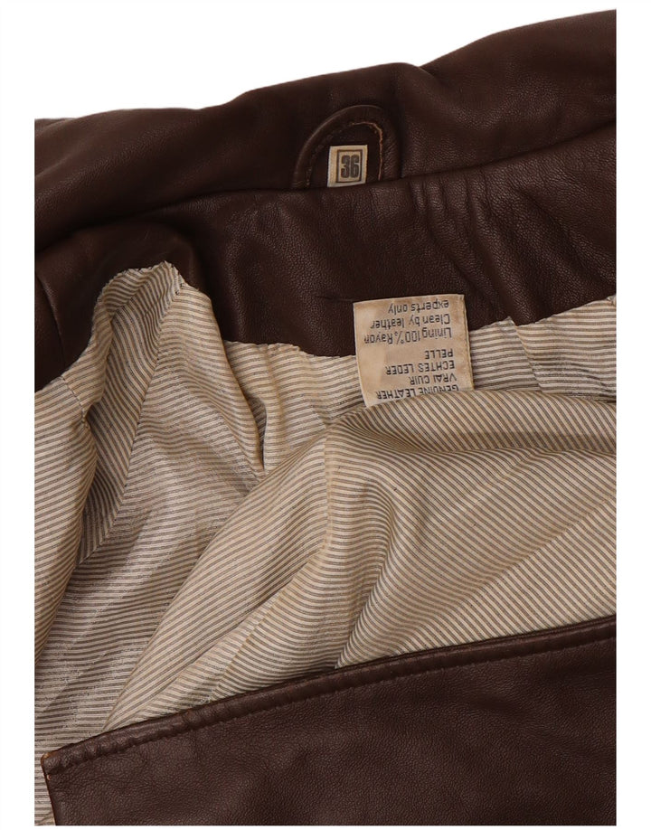 Vintage damski płaszcz skórzany oversize EU 36, mała brązowa skóra