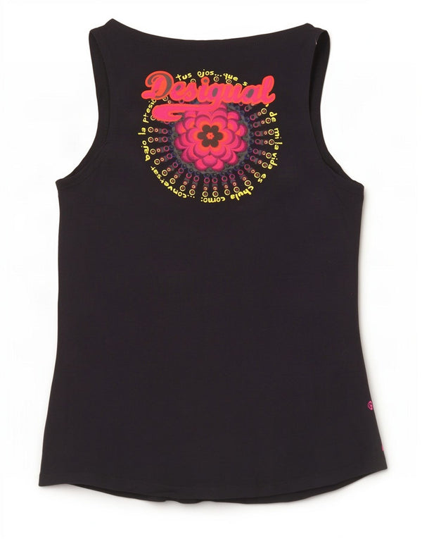 Damski top Desigual Graphic Vest Top UK 14, duży, czarny
