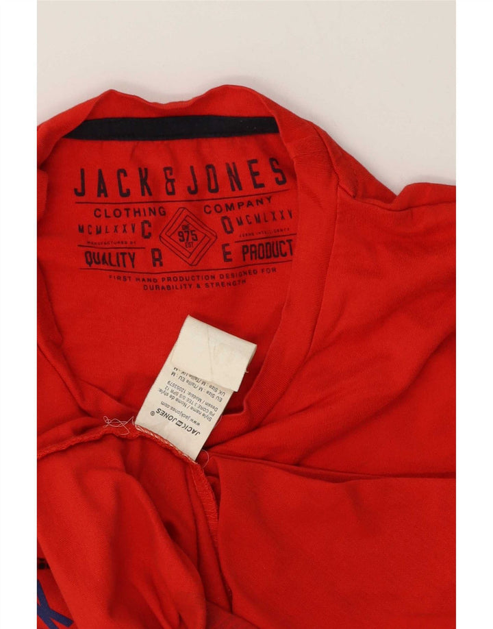 Męska koszulka z grafiką Jack & Jones, bawełniana, średnia czerwona