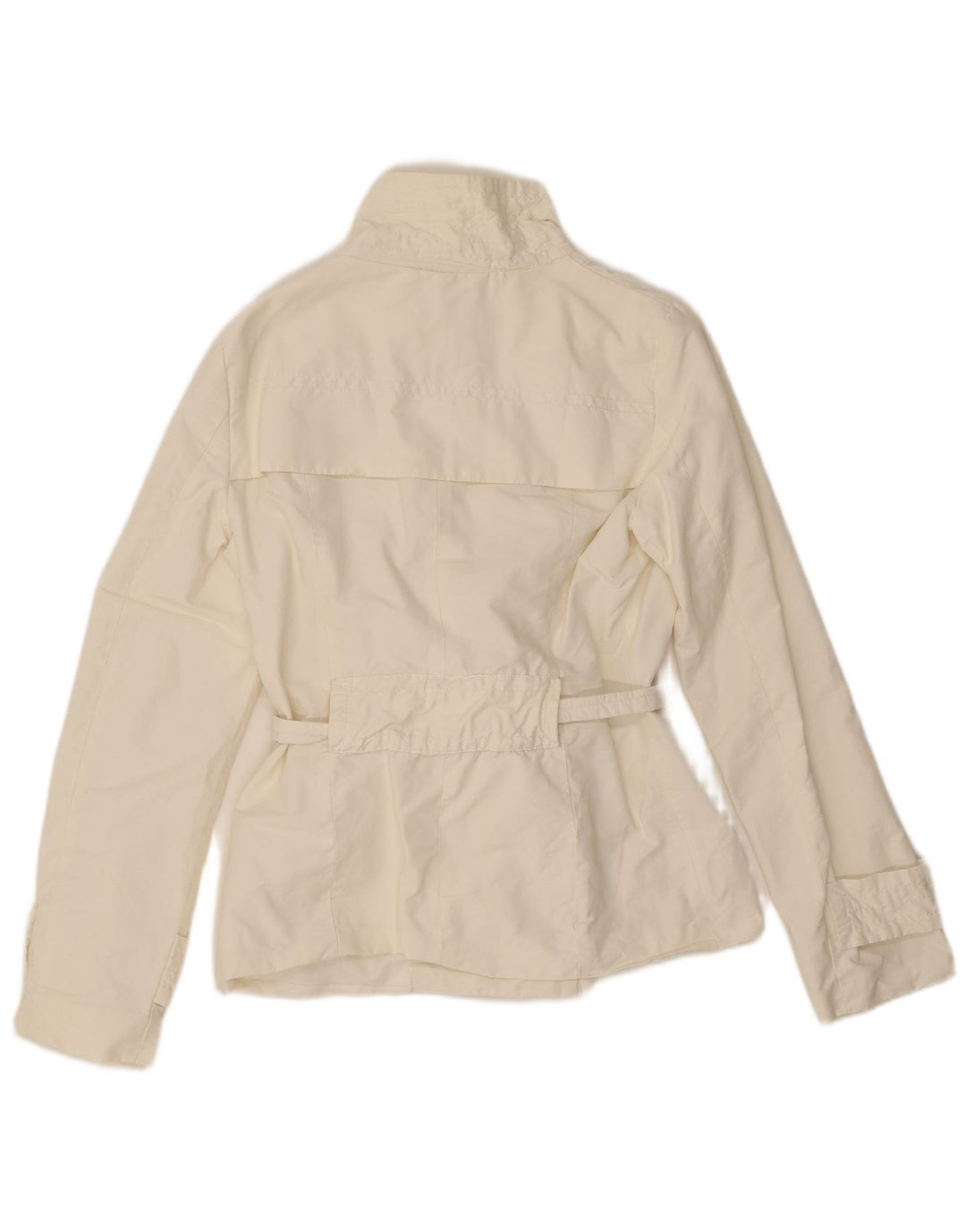 Krótki trencz damski Zara UK 10 Small, biały, bawełniany