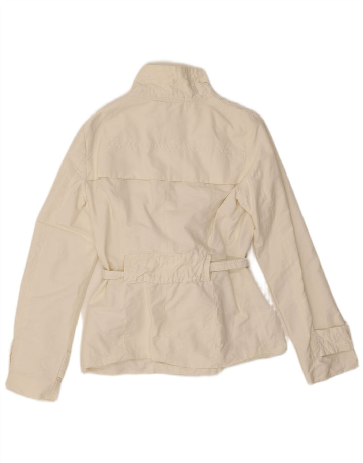 Krótki trencz damski Zara UK 10 Small, biały, bawełniany