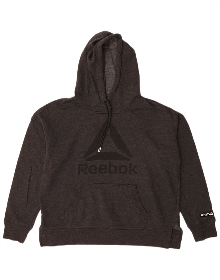 Damski sweter z kapturem Reebok Oversize z grafiką UK 14, średnioszary, bawełniany
