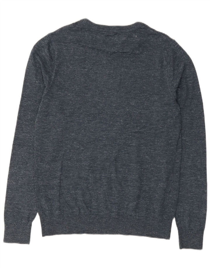 Męski sweter z wycięciem pod szyją Tommy Hilfiger, średni granatowy, nakrapiany