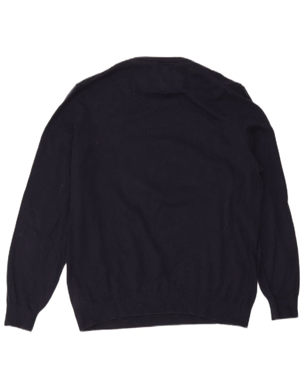 Męski sweter Guess z graficznym dekoltem w łódkę, UK 40, średni granatowy