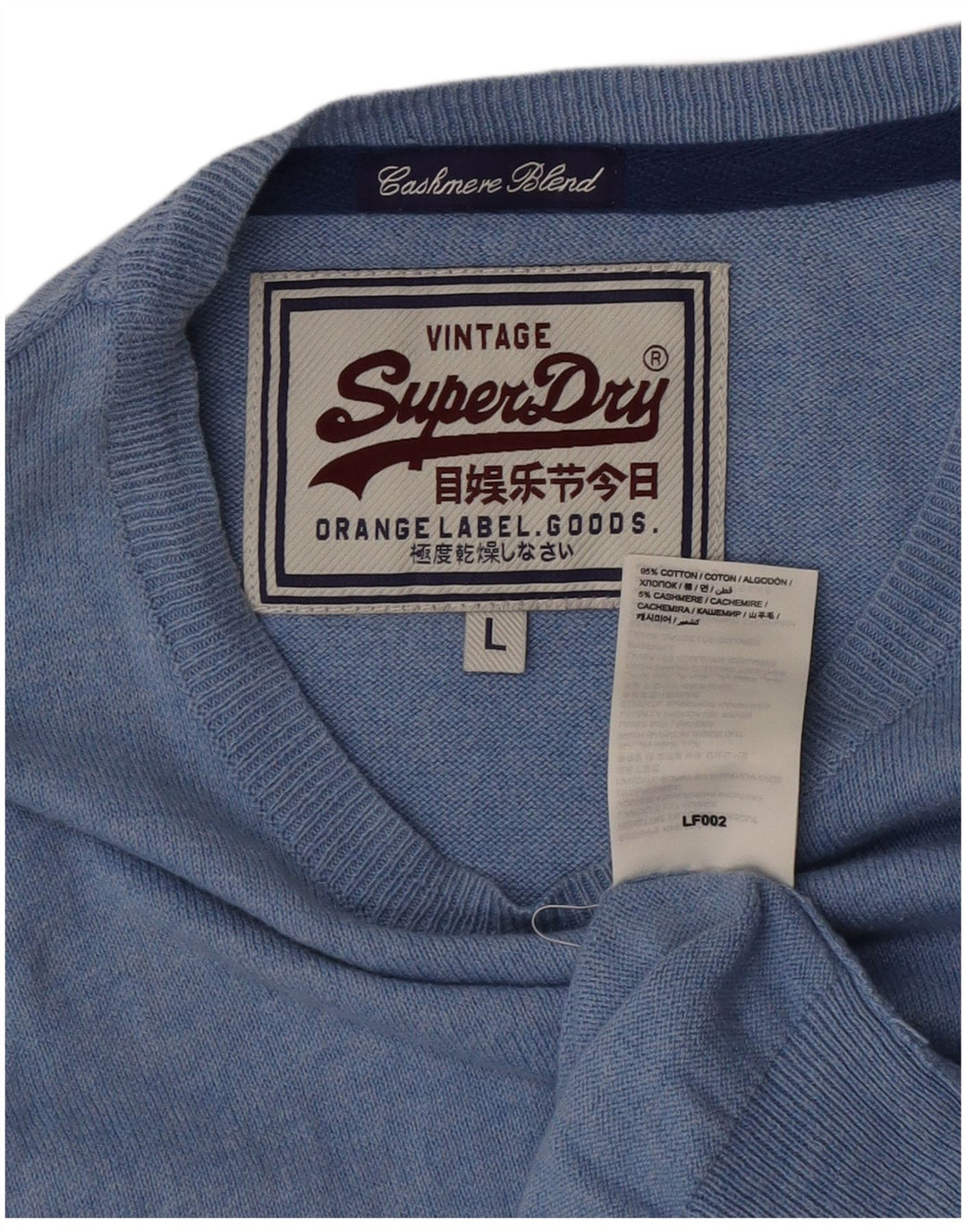 Męski sweter Superdry z dekoltem w łódkę, duży, niebieski, bawełniany