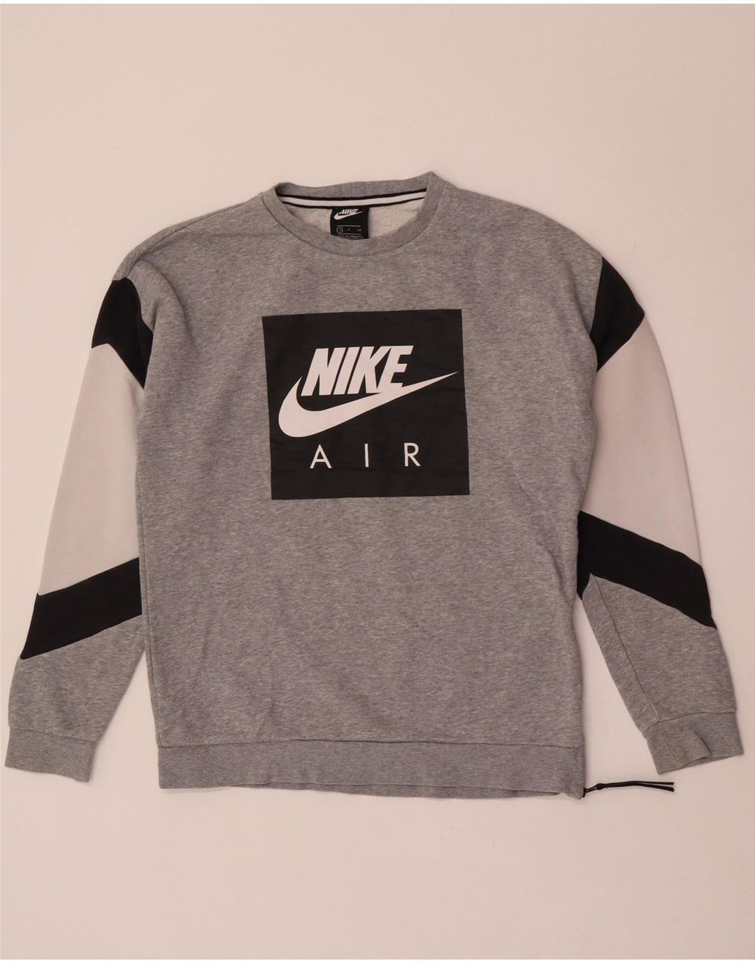 Męska bluza z grafiką Nike, mała, szara, bawełniana z blokami kolorów