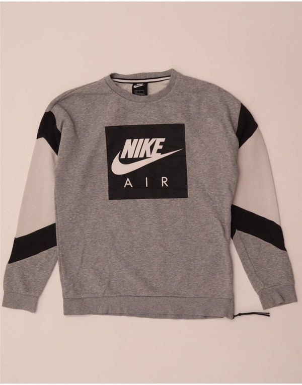 Męska bluza z grafiką Nike, mała, szara, bawełniana z blokami kolorów