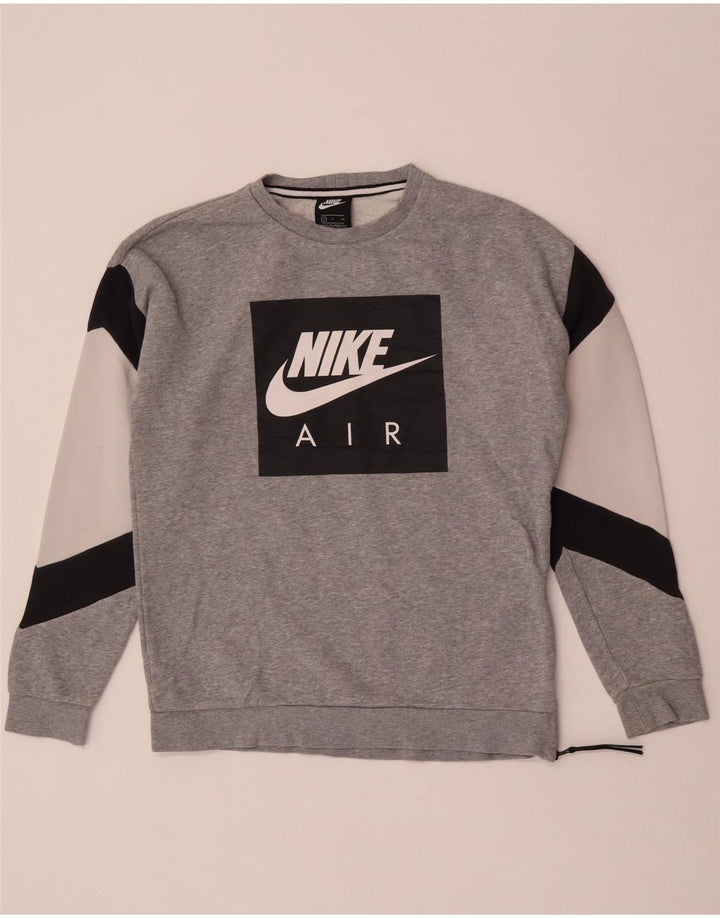 Męska bluza z grafiką Nike, mała, szara, bawełniana z blokami kolorów