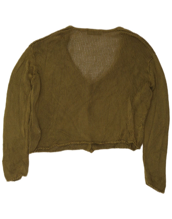 Sweter damski Zara Crop Cardigan UK 16, duży, bawełniany khaki