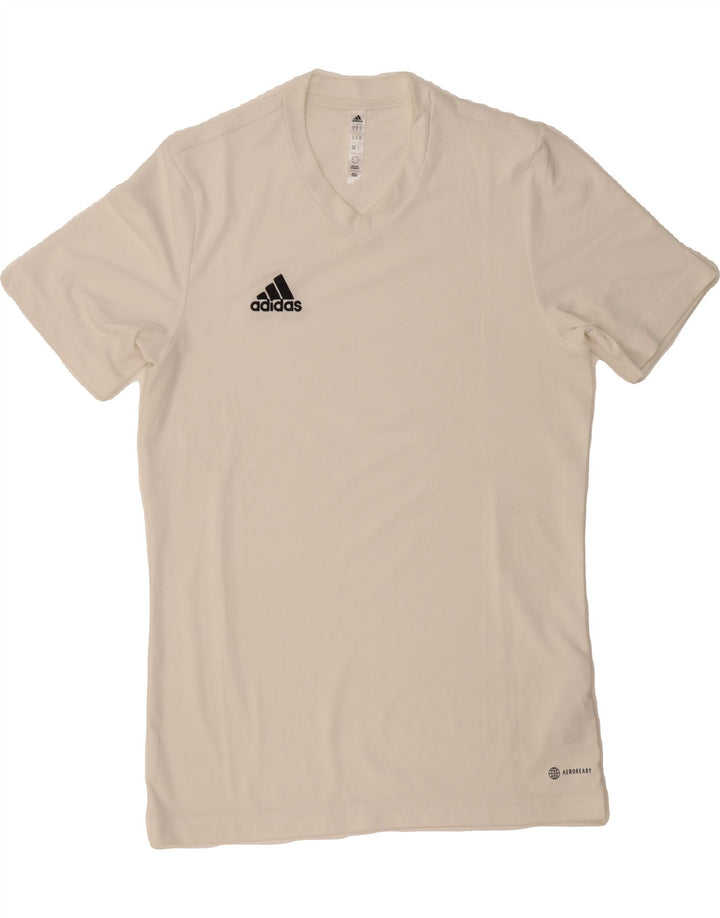 ADIDAS Mens Aeroready T-Shirt Top Medium White Polyester Vintage Adidas and Second-Hand Adidas from Messina Hembry 