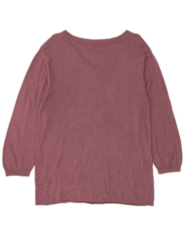 Sweter damski Mossimo z rękawem 3/4 i dekoltem w szpic UK 20 2XL Fioletowy Rayon