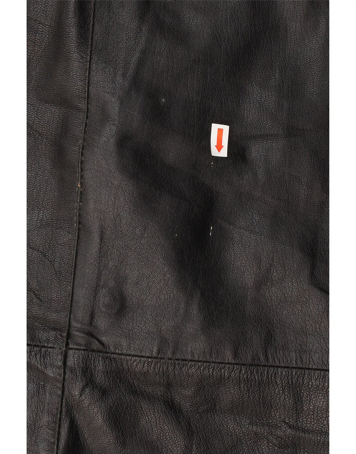 VINTAGE Mens Leather 2 Button Blazer Jacket IT 48 Medium Black Leather