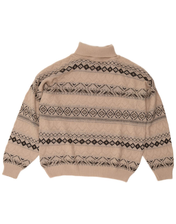 Starter Męski sweter z golfem XL Beżowa, geometryczna wełna